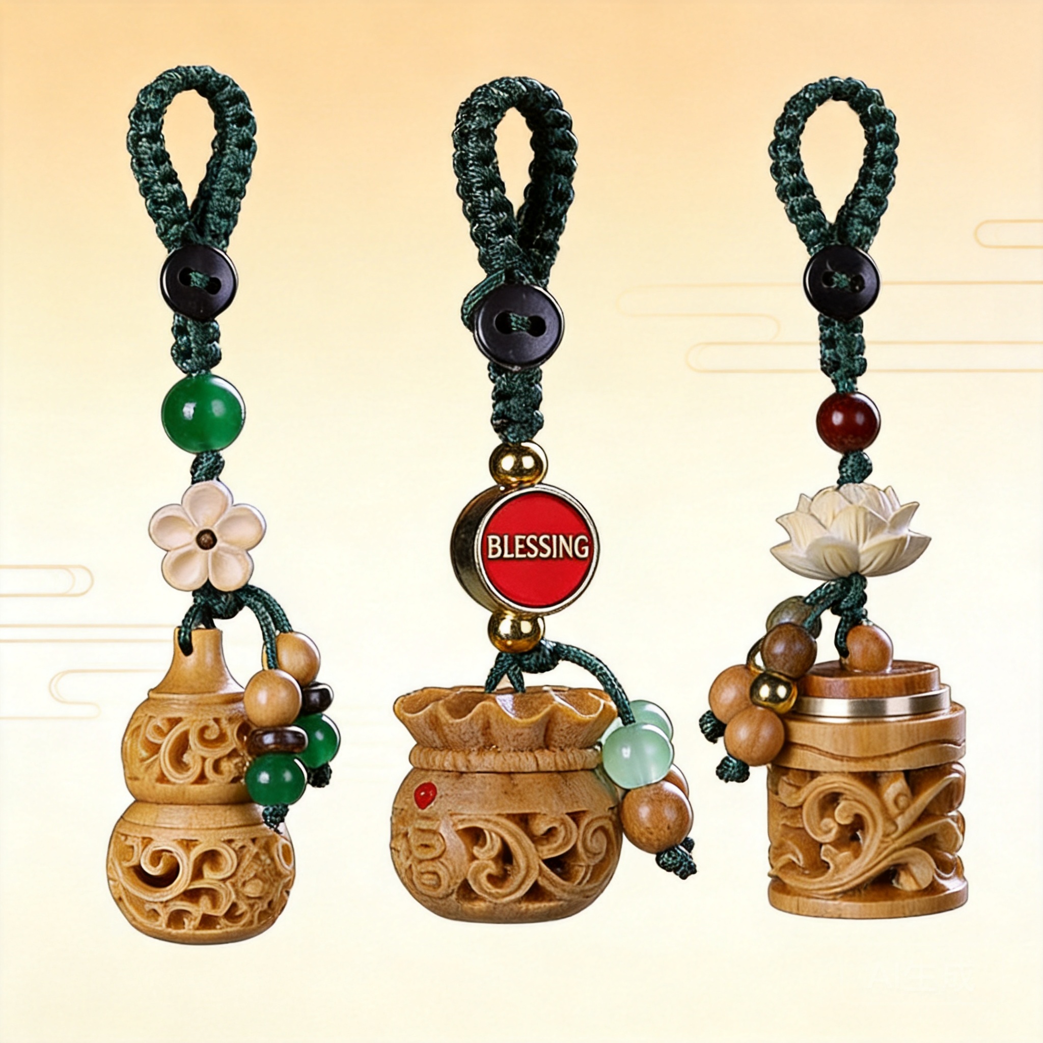 Aroma Bead Sachet - Pingente Sachê de Madeira Vazada Estilo