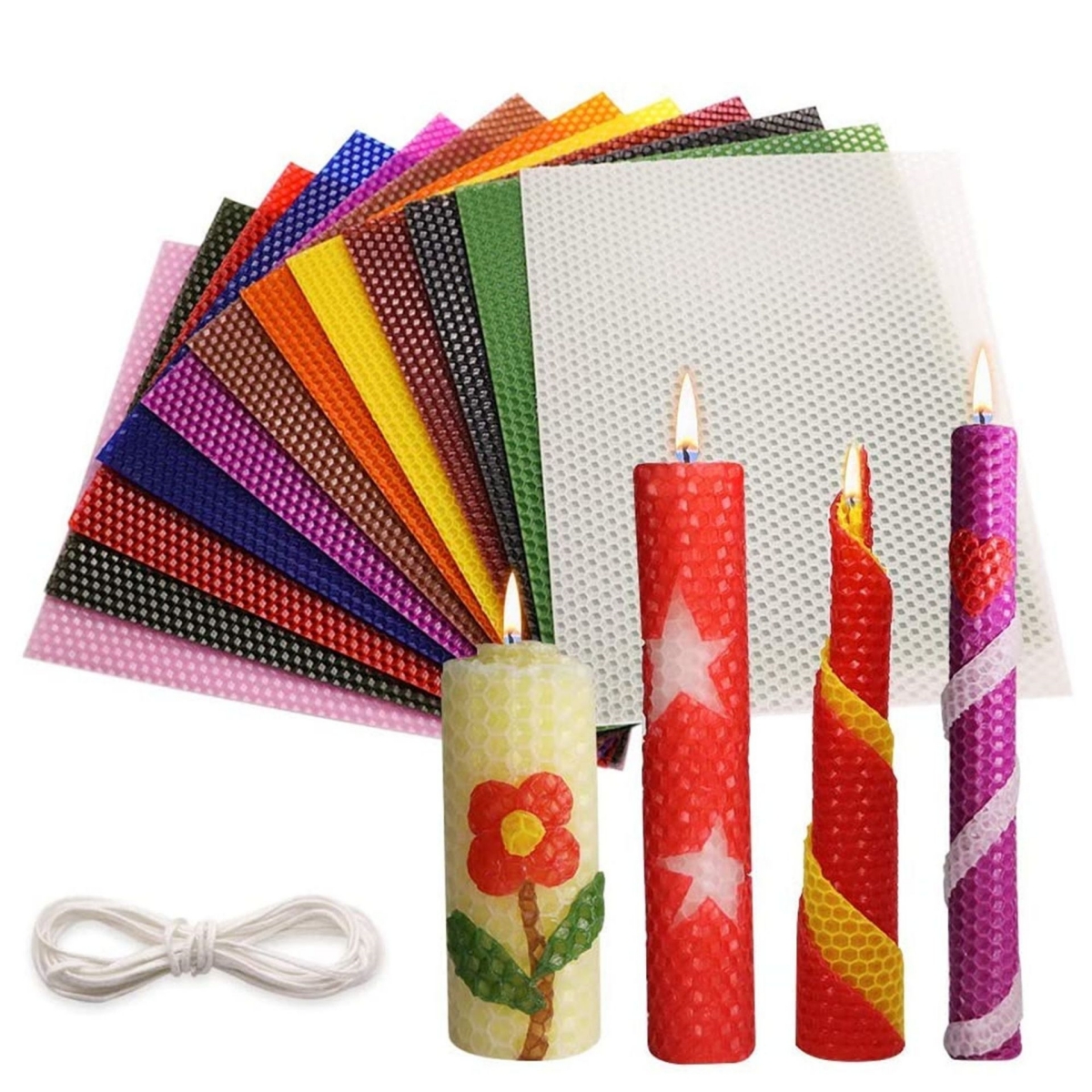 Beeswax Taper Candle - 13 pçs 20*20cm cor folha de