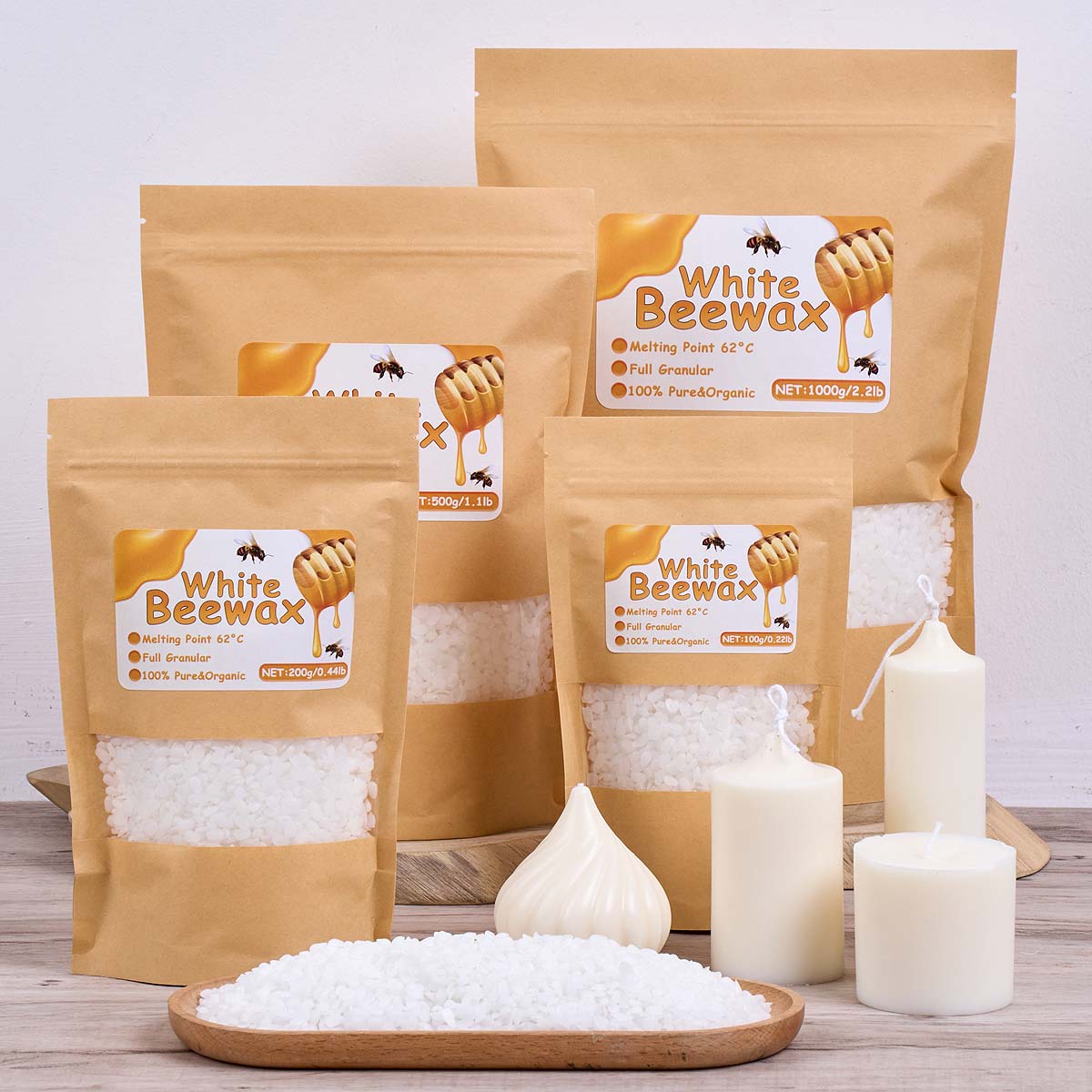 Beeswax Taper Candle - 1000g cera de abelha branca diy