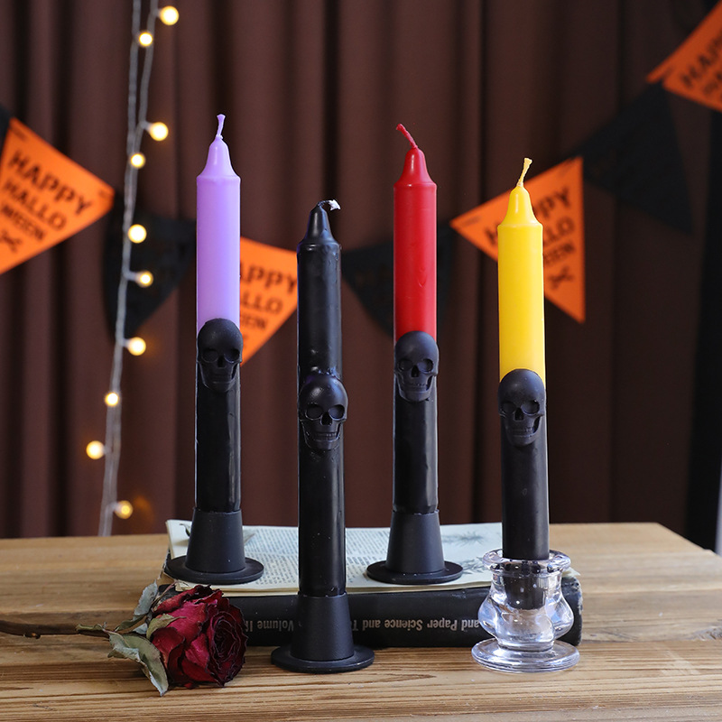 Beeswax Taper Candle - Velas cônicas de caveira gótica outono