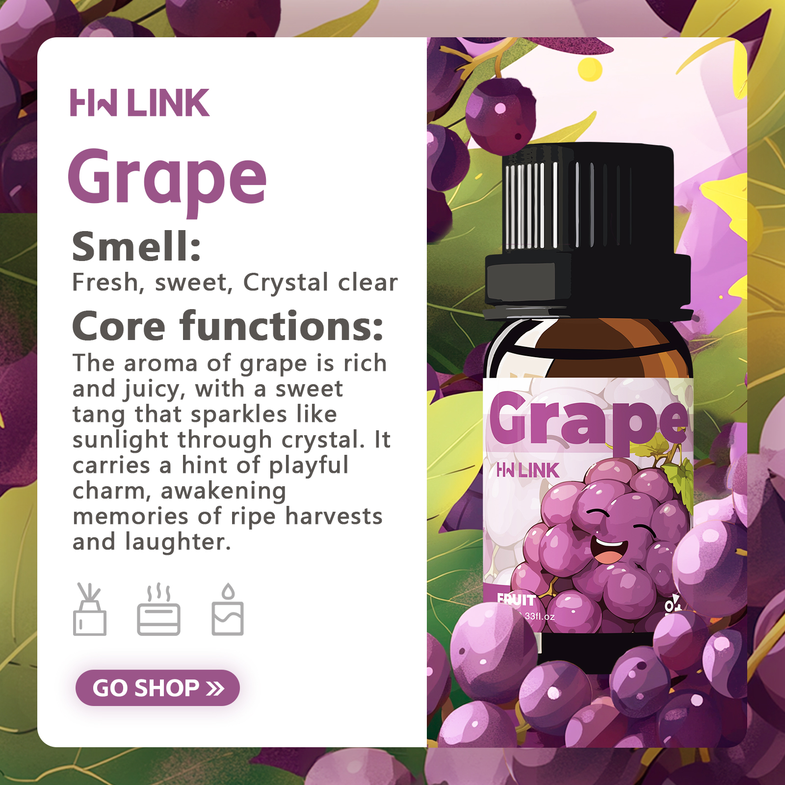 Óleo Essencial de Uva 10ml Óle - Home Fragrance Essential Oils avaliação e preço
