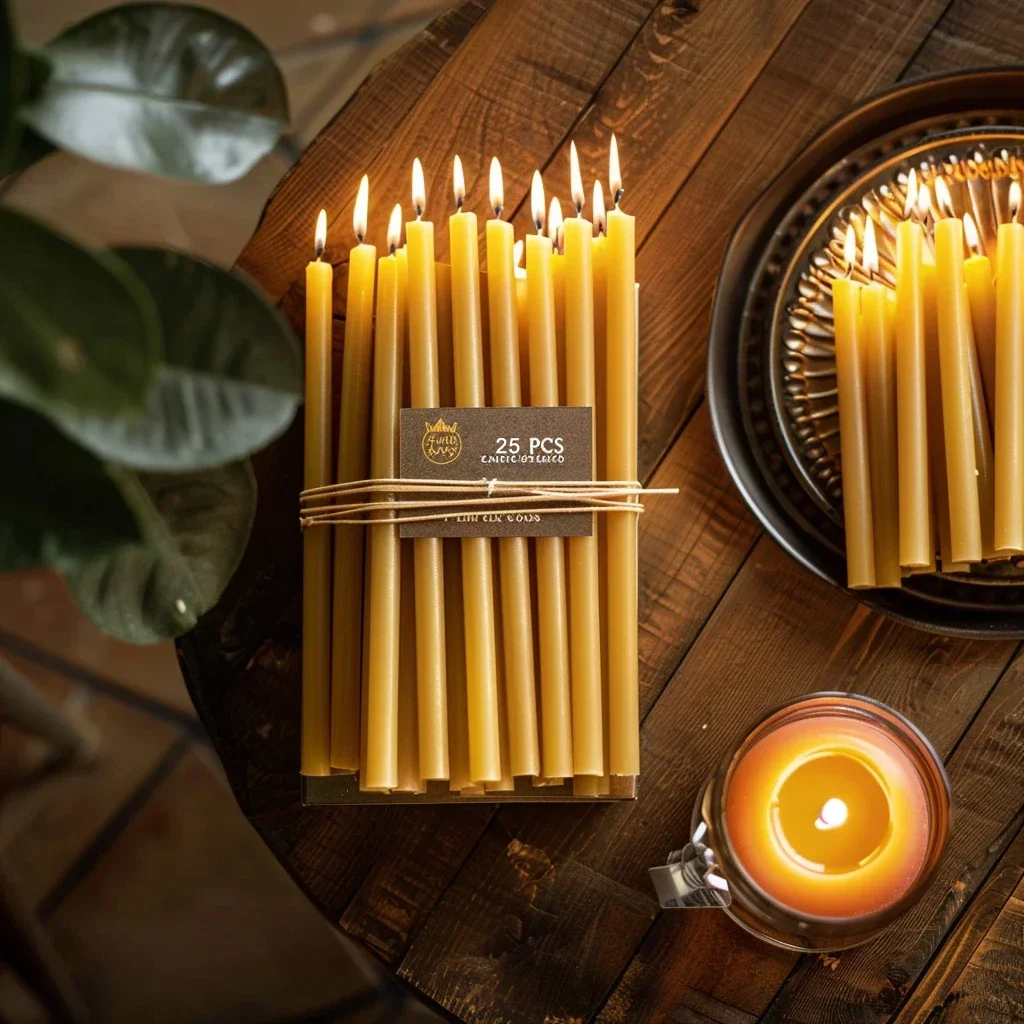 25 peças/1 pacote vela hanukka - Beeswax Taper Candle avaliação e preço