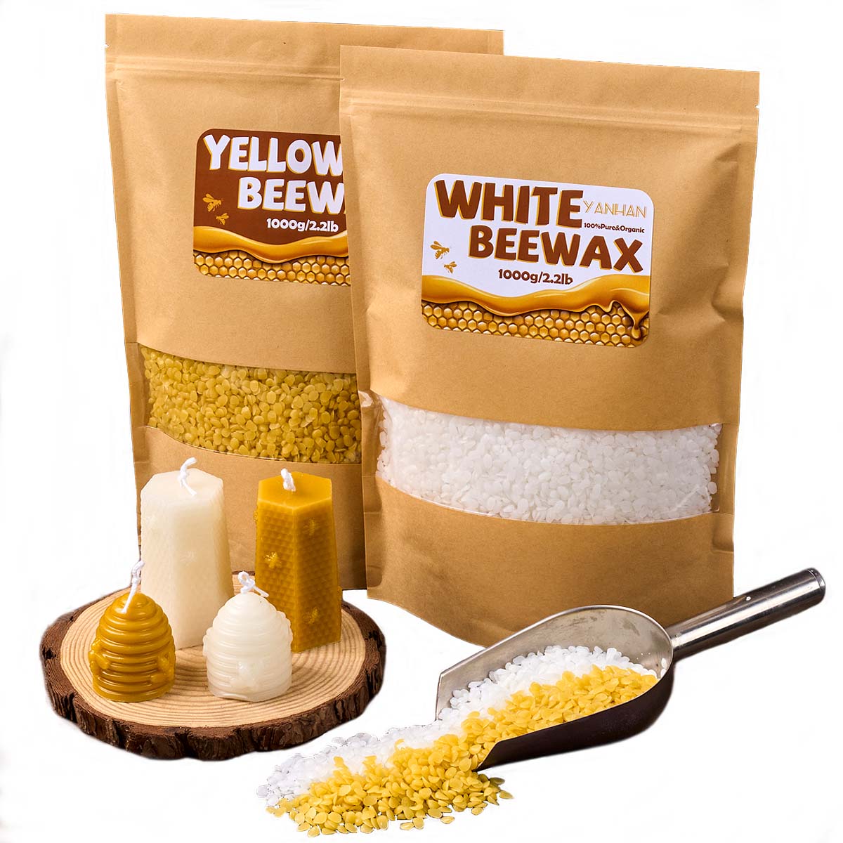 1000g puro natural granular br - Beeswax Taper Candle avaliação e preço